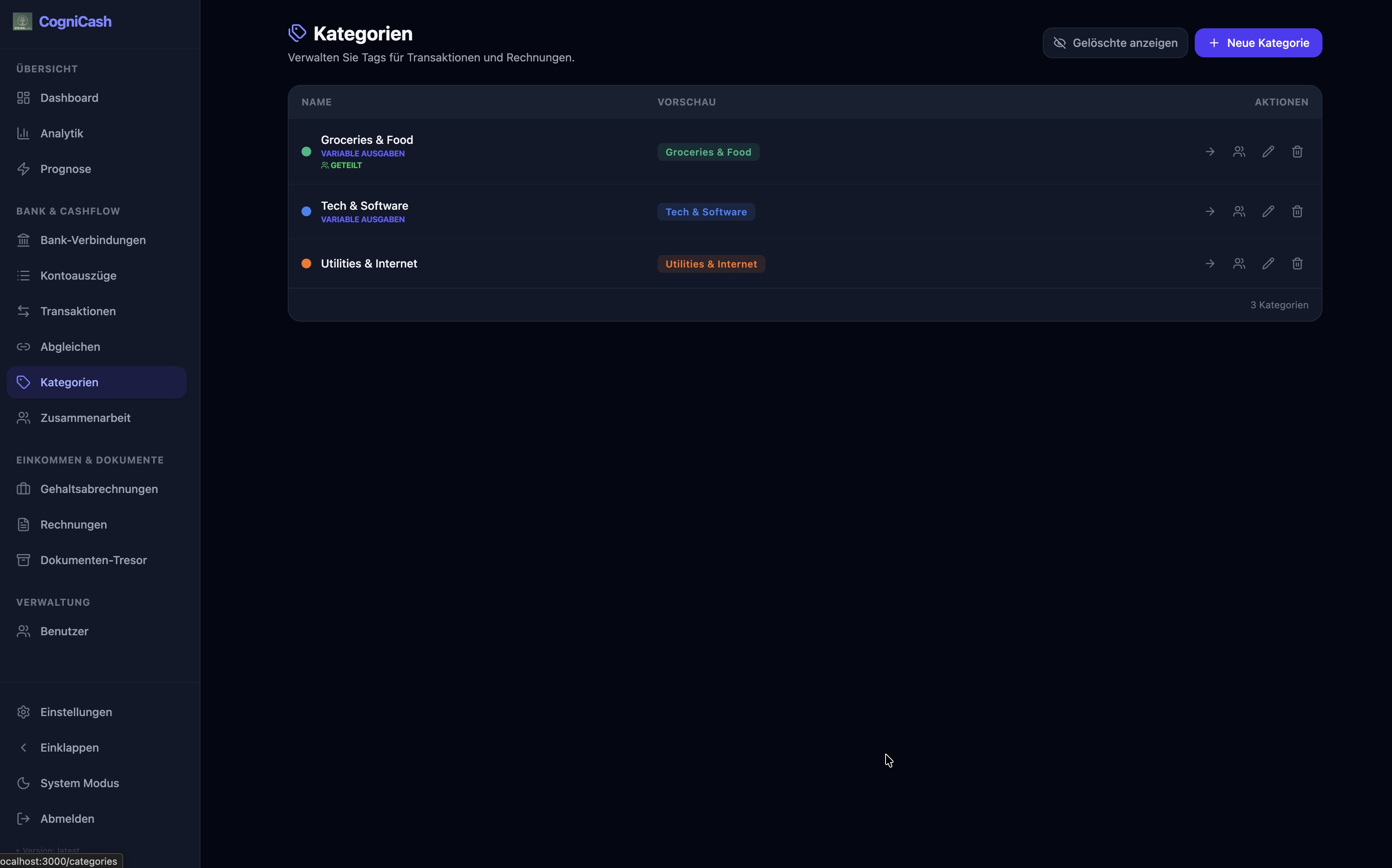 Cogni-Cash Categories
